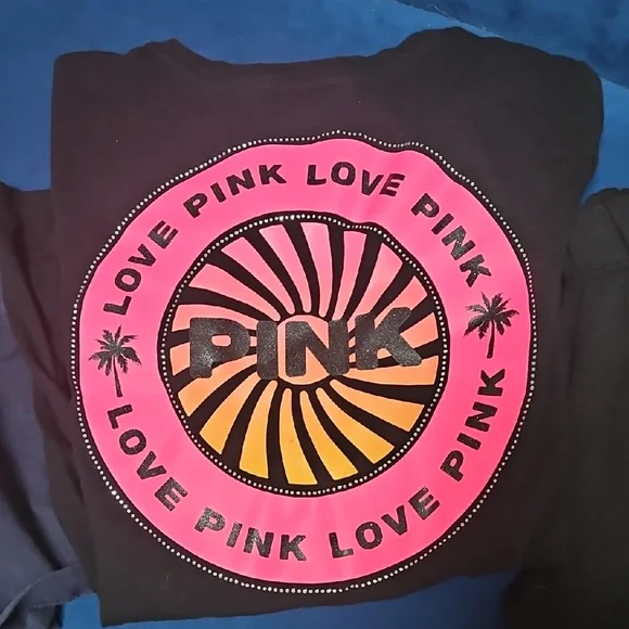 PINK Victoria's Secret Black Tee Shirt And Sweatpants - Picture 2 of 4